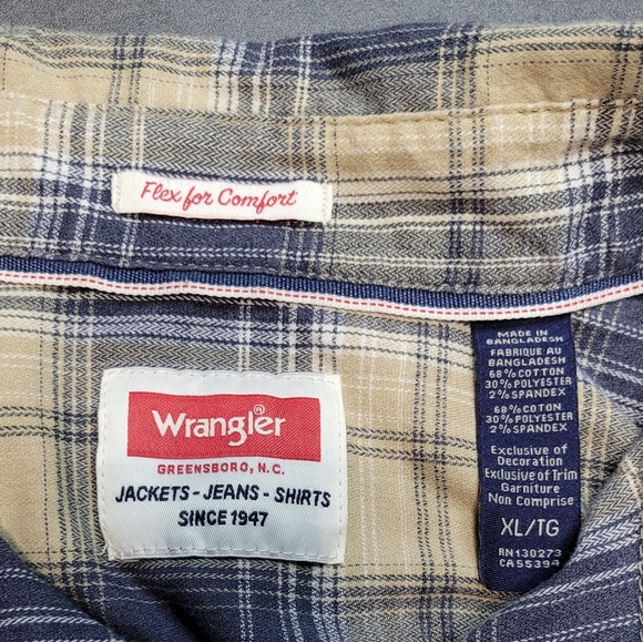 Wrangler Western Style Plaid Button-up Shirt Men's Size XL - Picture 8 of 14